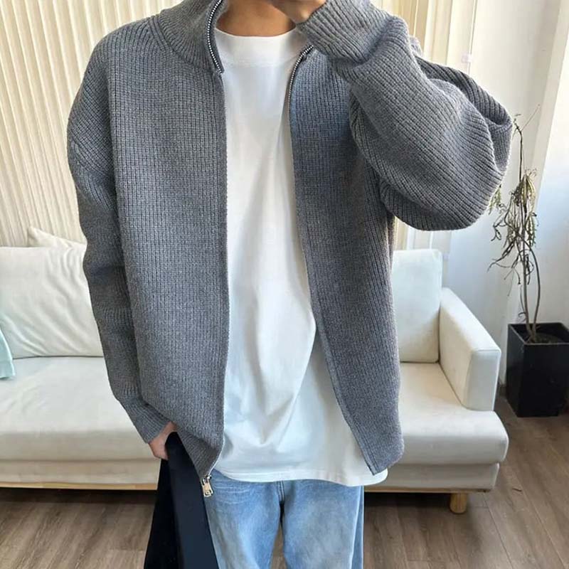 Herren-Strickjacke mit durchgehendem Reißverschluss