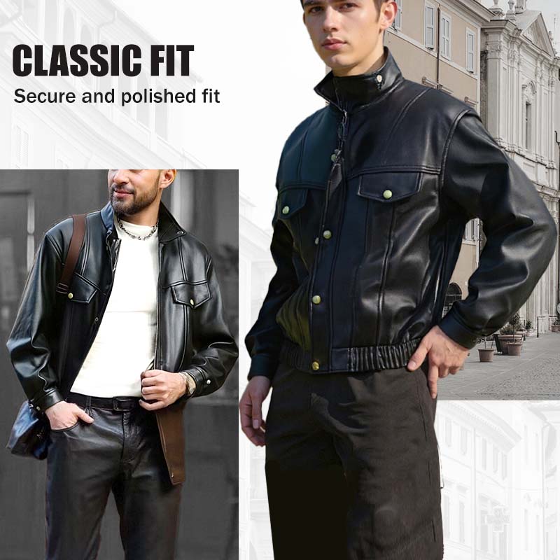 Lässige Kunstlederjacke mit Knöpfen
