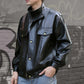 Lässige Kunstlederjacke mit Knöpfen