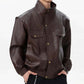 Lässige Kunstlederjacke mit Knöpfen