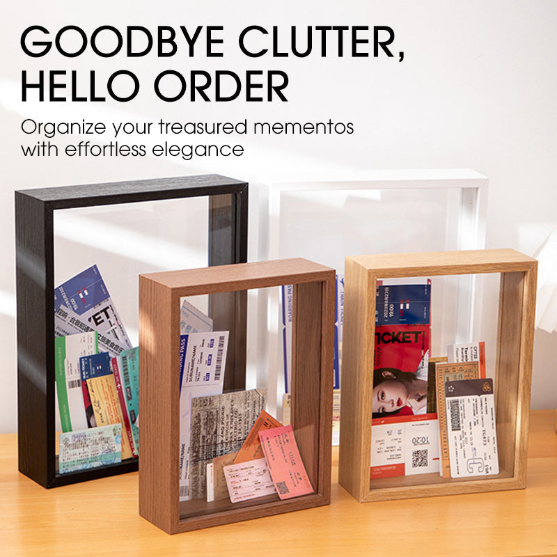 Holz-Ticket-Schattenbox als Wohnaccessoire
