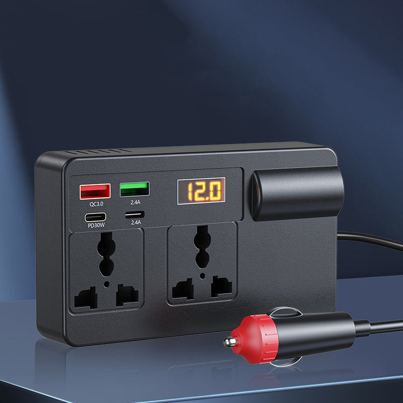 🔥Solange der Vorrat reicht 40 % Rabatt!🎉Tragbarer Auto Wechselrichter 12V/24V zu 220V mit Digitaldisplay