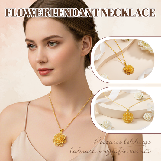 Elegante goldfarbene Blumen-Anhänger-Halskette