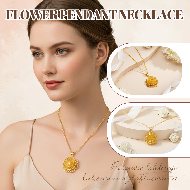Elegante goldfarbene Blumen-Anhänger-Halskette