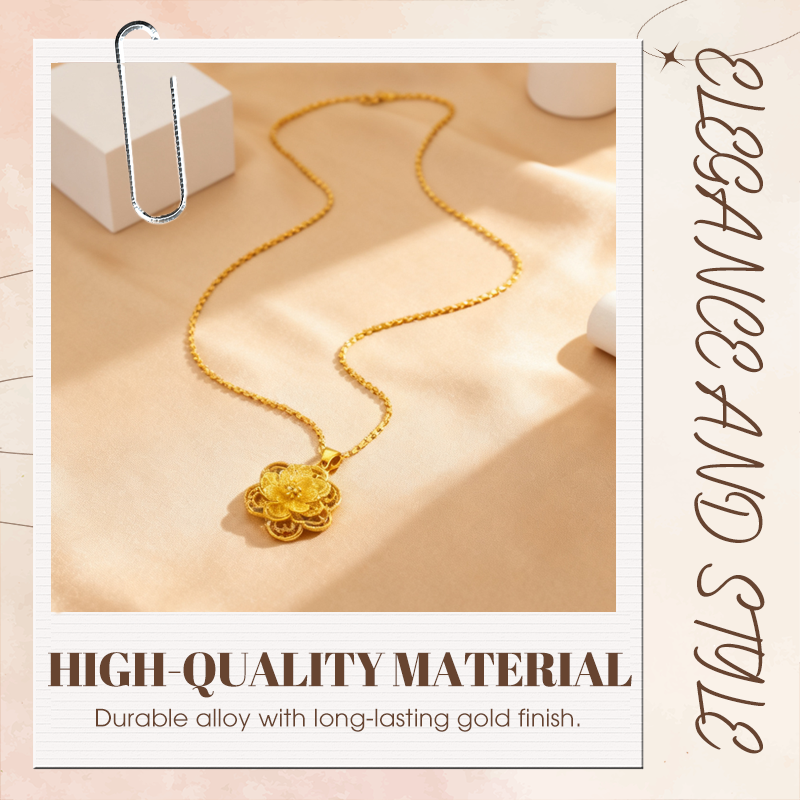 Elegante goldfarbene Blumen-Anhänger-Halskette