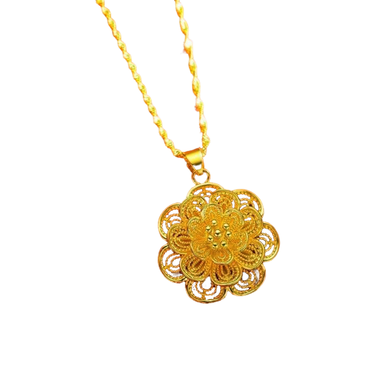 Elegante goldfarbene Blumen-Anhänger-Halskette