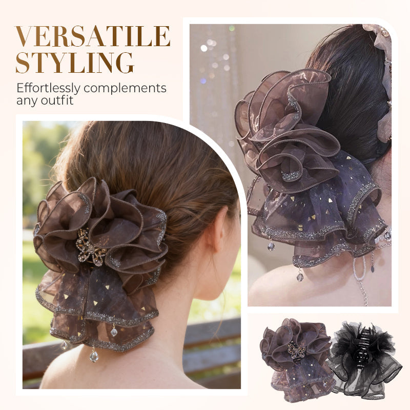 Rüschen-Organza-Schmetterlings-Haarklammer