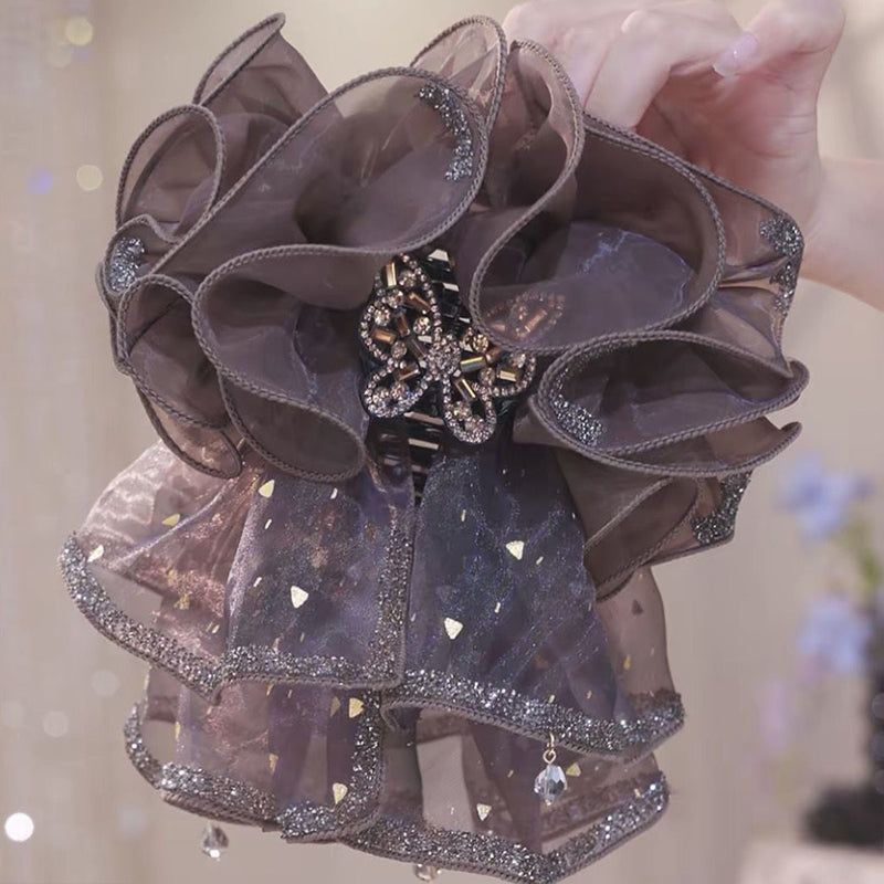 Rüschen-Organza-Schmetterlings-Haarklammer