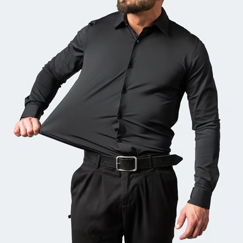 Herrenhemd aus hochelastischem, knitterfreiem Material