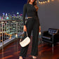 Crop-Top und gerade geschnittene Hose, 2-teiliges Lounge-Set