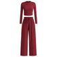 Crop-Top und gerade geschnittene Hose, 2-teiliges Lounge-Set