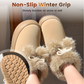 Warme, flauschige Damen-Slip-On-Plateauschuhe mit Bommel