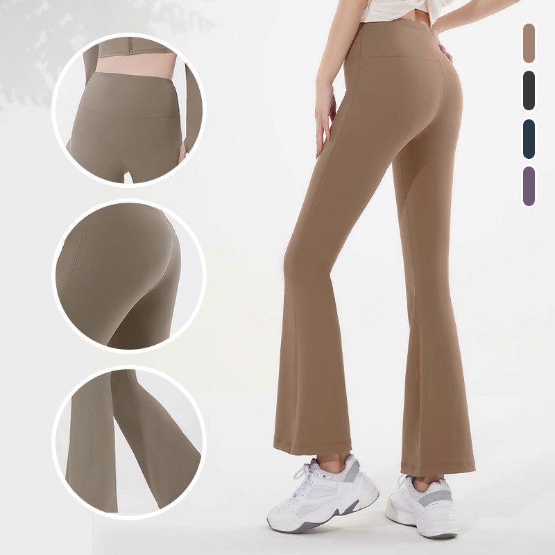 Dünne, schnelltrocknende Yoga-Hose mit hoher Taille und Glockenboden