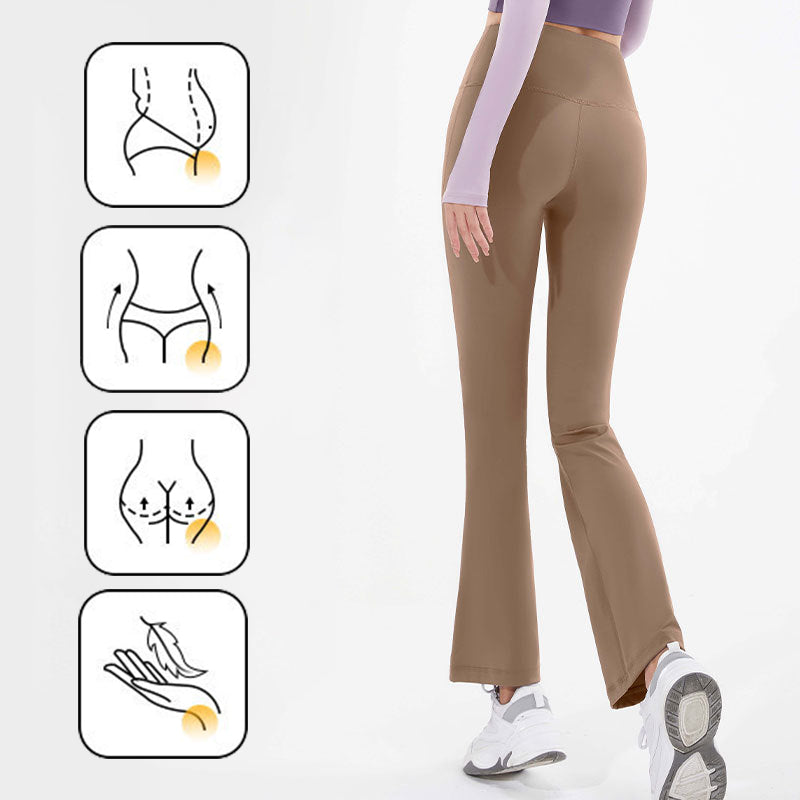 Dünne, schnelltrocknende Yoga-Hose mit hoher Taille und Glockenboden