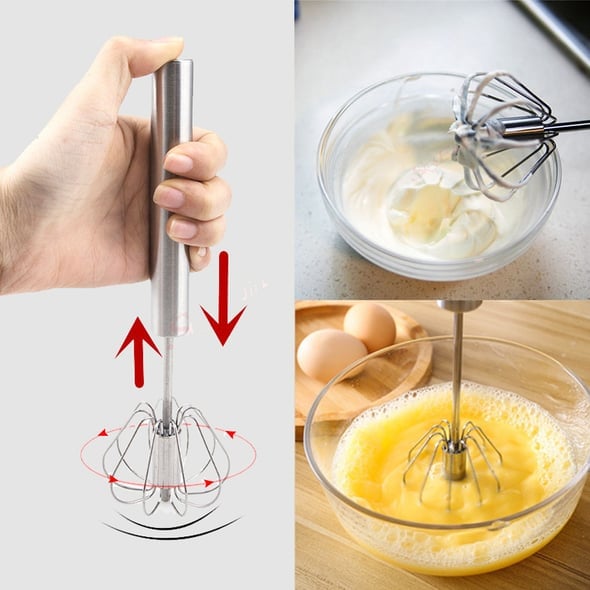 🥄 50% RABATT! 🥚 Semiautomatischer Rührbesen aus Edelstahl – Handbetrieben, ohne Batterien – Ideal für Eier, Sahne, Saucen oder Kaffee – leicht & hygienisch ✨🍳☕
