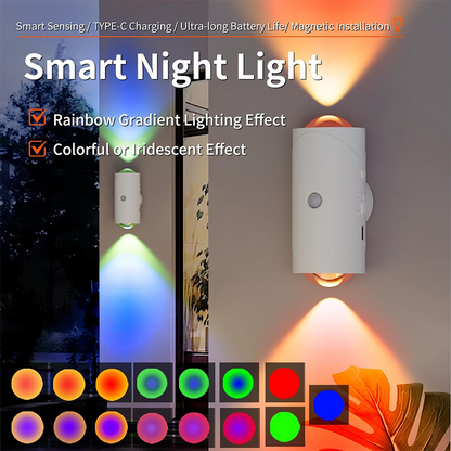 💡 50% RABATT! 🎄 USB-Aufladbares LED-Nachtlicht mit Bewegungssensor – RGB-Farbverlauf, Dimmbar & Magnetisch Für Eingangsbereich, Nachttisch, Schreibtisch & Schrank 🌈