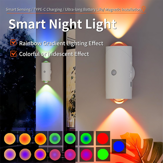 💡 50% RABATT! 🎄 USB-Aufladbares LED-Nachtlicht mit Bewegungssensor – RGB-Farbverlauf, Dimmbar & Magnetisch Für Eingangsbereich, Nachttisch, Schreibtisch & Schrank 🌈