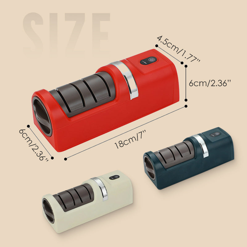 🔪⚡ Automatischer Küchenmesserschärfer: 3-Stufen-Schärfsystem für rasche, schonende Schärfung ✨🗜️ Kompaktes Design – einfach, sicher & langlebig.