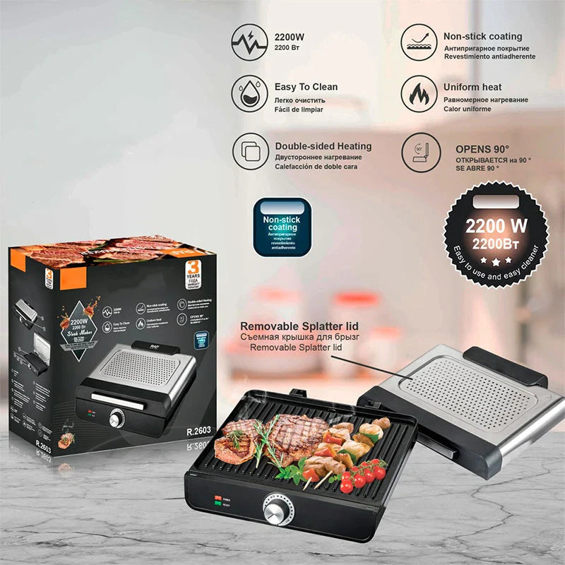 ⏳Limitiertes Angebot⏰Rauchfreier Indoor-Grill 2200 W mit Antihaftbeschichtung🥩