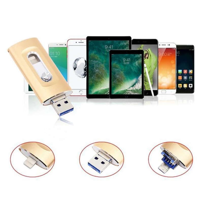 3-in-1-Flash-Laufwerk, Hochgeschwindigkeits-USB-3.0-Speicher, OTG-Flash-Stick mit kostenlosem Typ-C-Adapter für Android-Smartphones/PCs und weitere Geräte