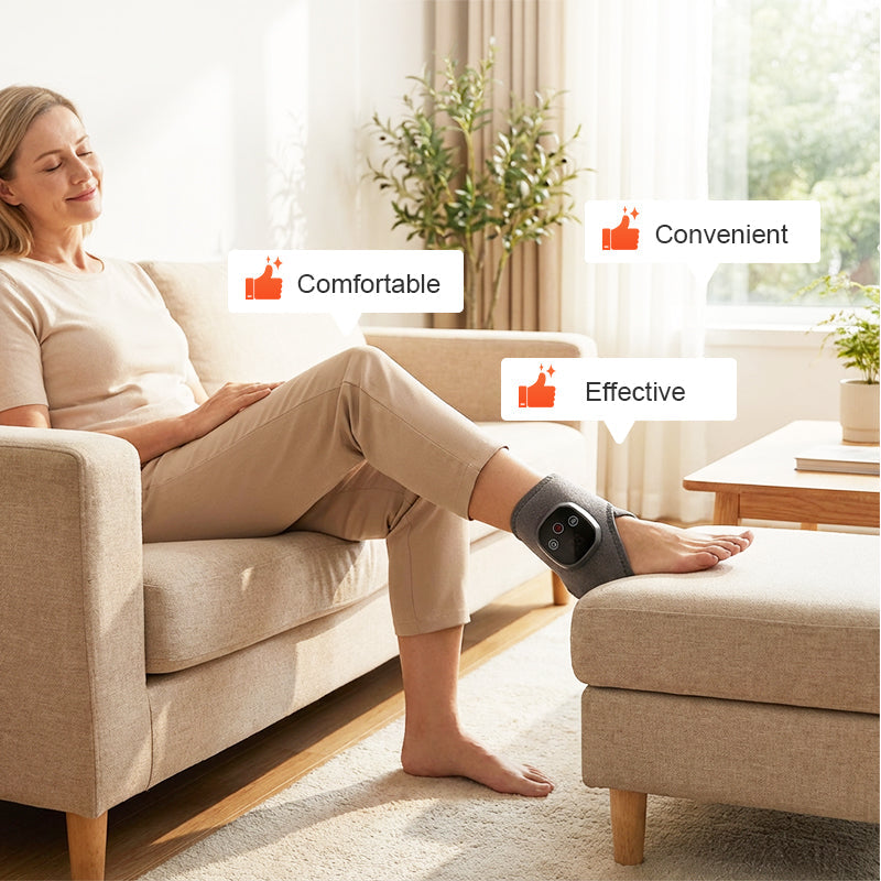 Spar-Set: Tragbares Knöchel-Massagegerät mit Wärme & Vibration + Gua-Sha-Brett