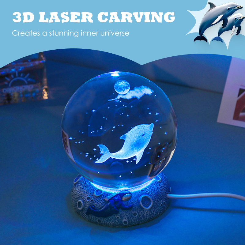 Leuchtende Kristallkugel-Nachtlampe mit Harzfuß