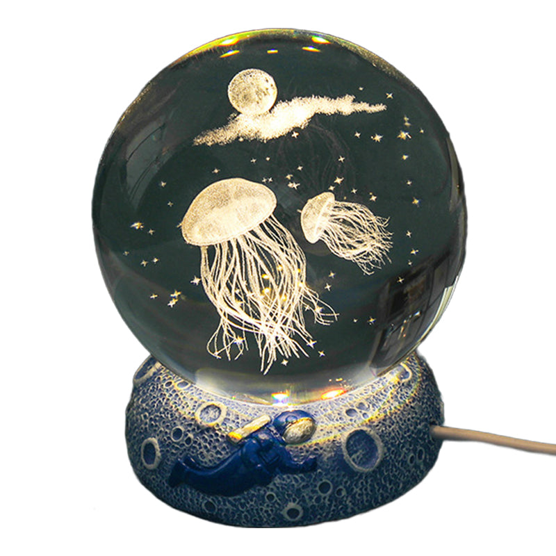Leuchtende Kristallkugel-Nachtlampe mit Harzfuß