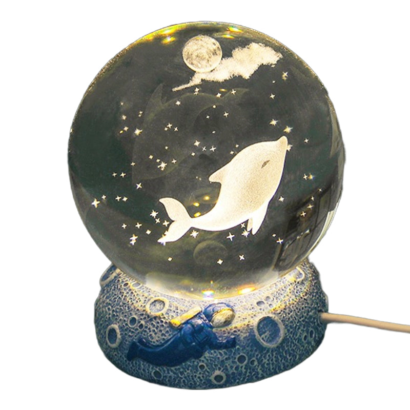 Leuchtende Kristallkugel-Nachtlampe mit Harzfuß