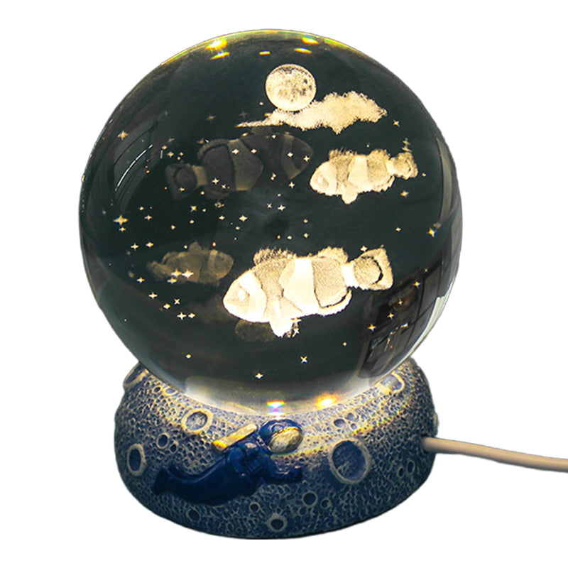 Leuchtende Kristallkugel-Nachtlampe mit Harzfuß