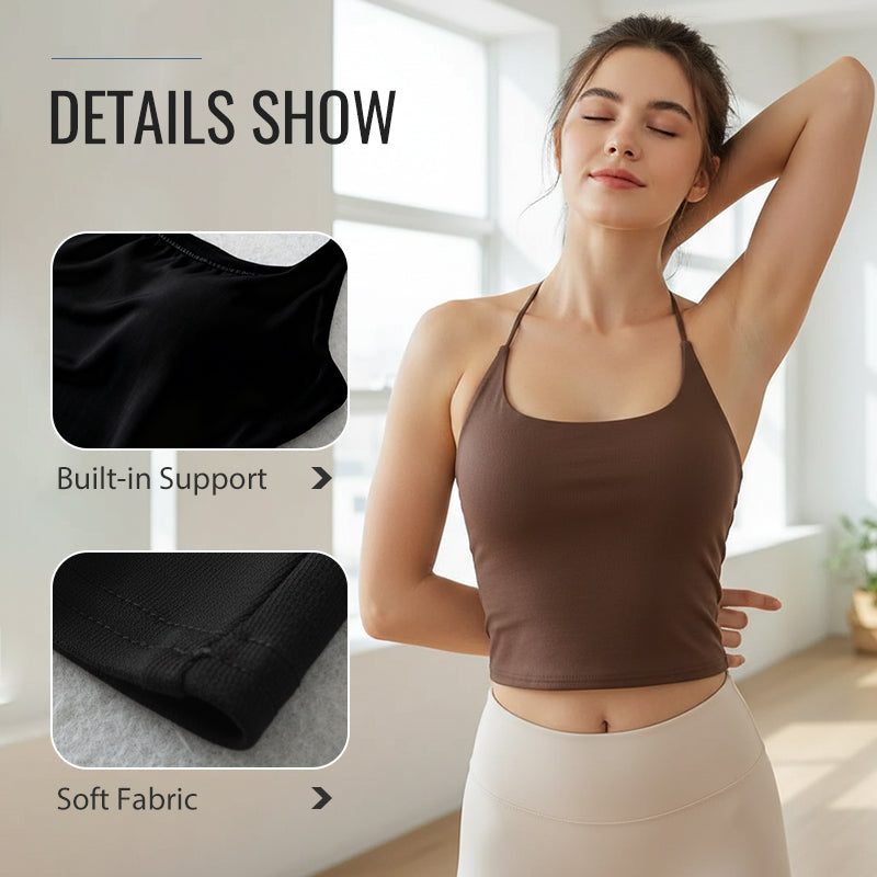 🌸🌺 Damen-Top mit offenem Rücken & integriertem BH 🌸🌺 Bequemer Allrounder für jeden Tag – stylisch, praktisch & ohne extra BH. Perfekt für mehr Freiheit und Eleganz.