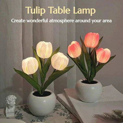 🌷LED-Tulpenlampe, simuliertes Tulpen-Nachtlicht mit Vase, Tischlampe, Dekoration, geeignet für Zuhause, Wohnzimmer, Tischdekoration✨