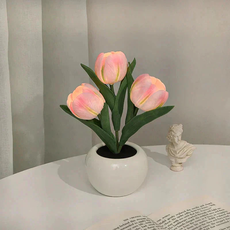 🌷LED-Tulpenlampe, simuliertes Tulpen-Nachtlicht mit Vase, Tischlampe, Dekoration, geeignet für Zuhause, Wohnzimmer, Tischdekoration✨