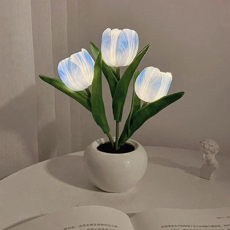 🌷LED-Tulpenlampe, simuliertes Tulpen-Nachtlicht mit Vase, Tischlampe, Dekoration, geeignet für Zuhause, Wohnzimmer, Tischdekoration✨