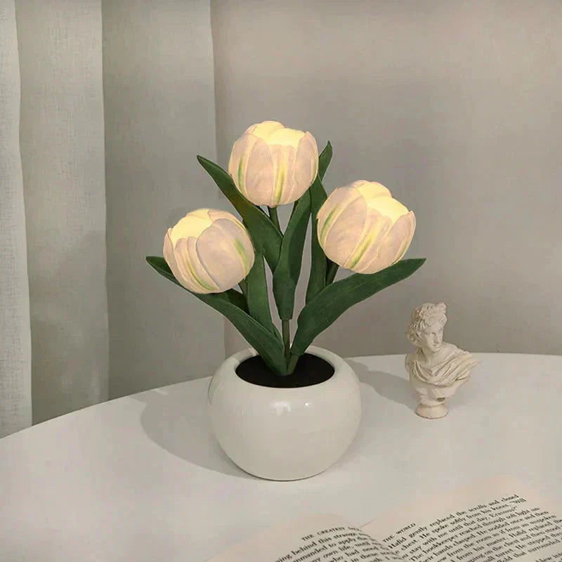 🌷LED-Tulpenlampe, simuliertes Tulpen-Nachtlicht mit Vase, Tischlampe, Dekoration, geeignet für Zuhause, Wohnzimmer, Tischdekoration✨