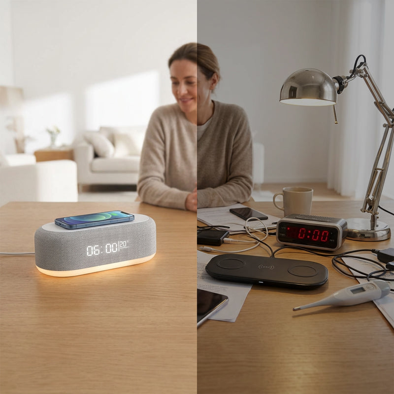 💘 Valentinstagsangebot: 50% Rabatt!🔋6-in-1 Kabellose Ladestation 25W – Uhr, Wecker, Bluetooth-Lautsprecher & Nachtlicht | All-in-One für den Nachttisch!