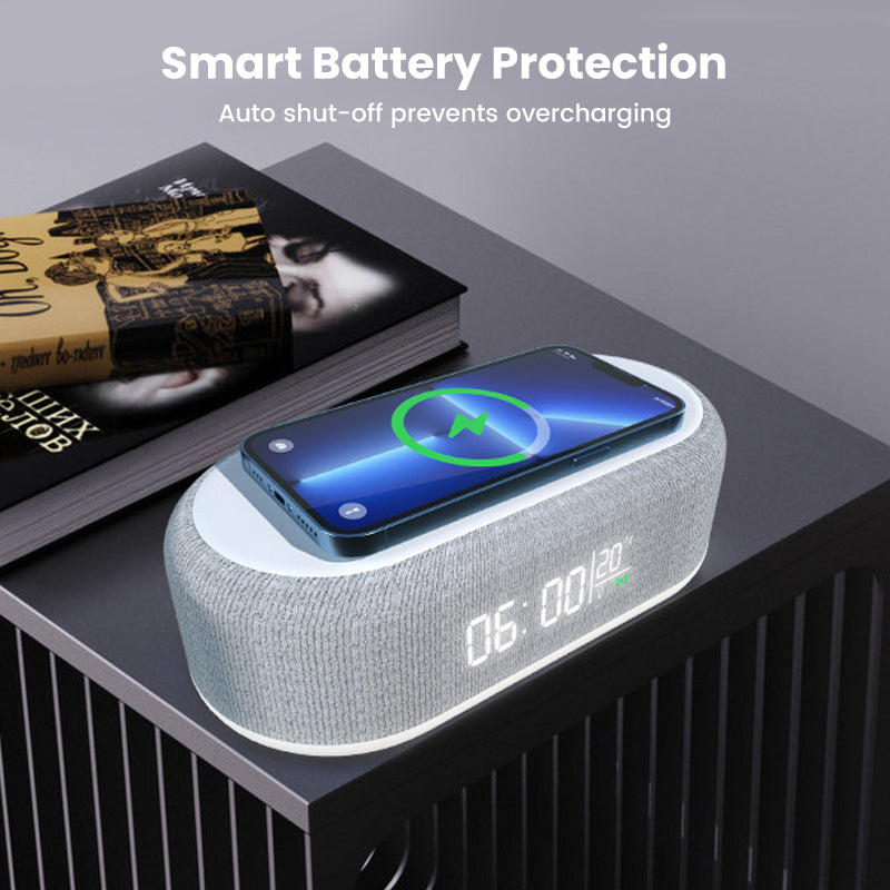 💘 Valentinstagsangebot: 50% Rabatt!🔋6-in-1 Kabellose Ladestation 25W – Uhr, Wecker, Bluetooth-Lautsprecher & Nachtlicht | All-in-One für den Nachttisch!
