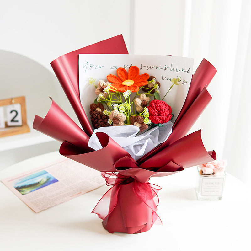 💕Muttertags-Sonderangebot: 50 % Rabatt!💕Handgefertigter, zarter Häkelblumenstrauß