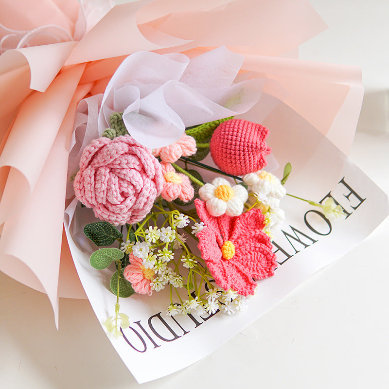 💕Muttertags-Sonderangebot: 50 % Rabatt!💕Handgefertigter, zarter Häkelblumenstrauß