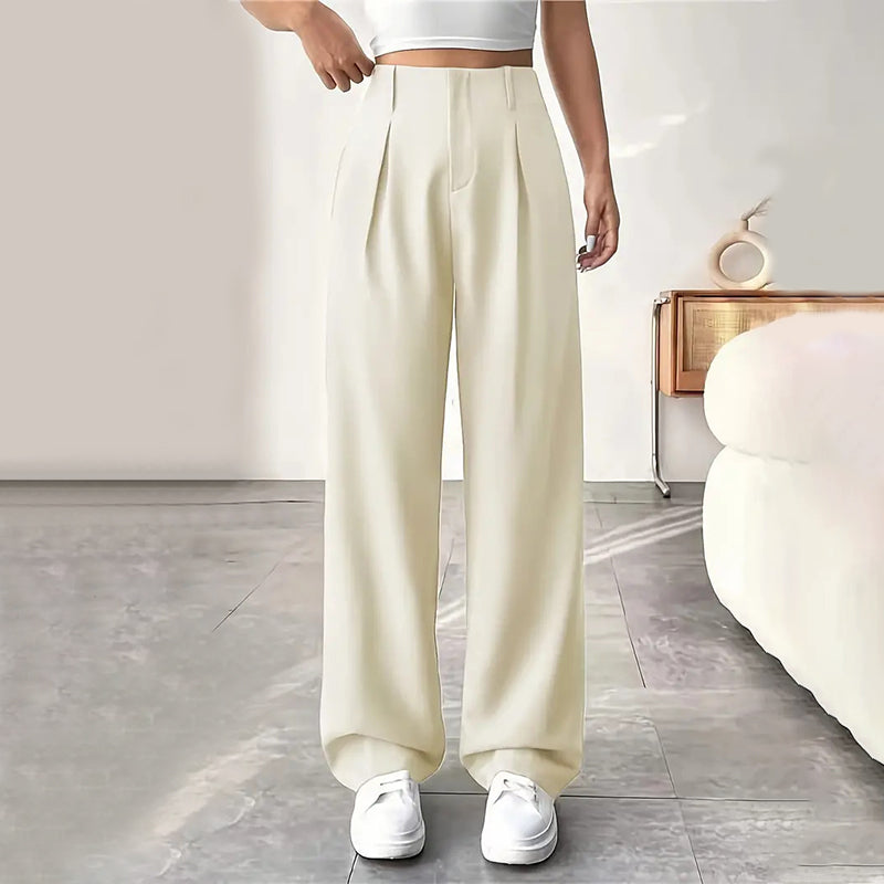 Damenhose mit hoher Taille und weitem Bein