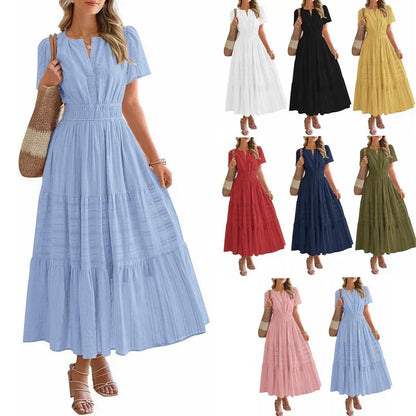 🌞Frühlingserwachen: 50% Rabatt!🌿 Damen Lässiges Maxikleid aus 100% Baumwolle – Sommerleicht, figurbetont & pflegeleicht für Strand & Brunch