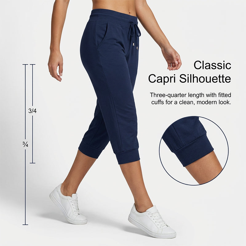 🔥Solange der Vorrat reicht 40 % Rabatt!🎉Damen 3/4 Jogginghose – Strickstoff, Hoher Bund mit Kordelzug, Mit Taschen
