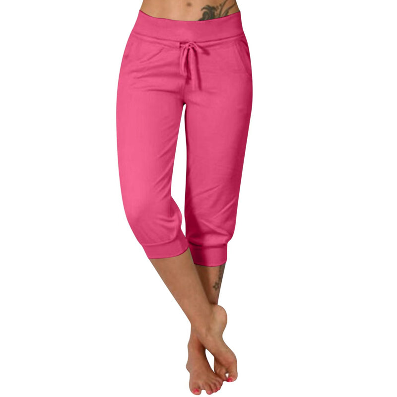 🔥Solange der Vorrat reicht 40 % Rabatt!🎉Damen 3/4 Jogginghose – Strickstoff, Hoher Bund mit Kordelzug, Mit Taschen