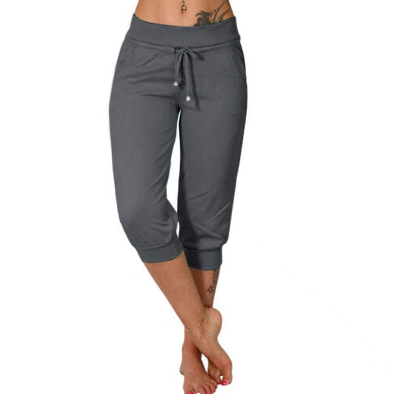 🔥Solange der Vorrat reicht 40 % Rabatt!🎉Damen 3/4 Jogginghose – Strickstoff, Hoher Bund mit Kordelzug, Mit Taschen