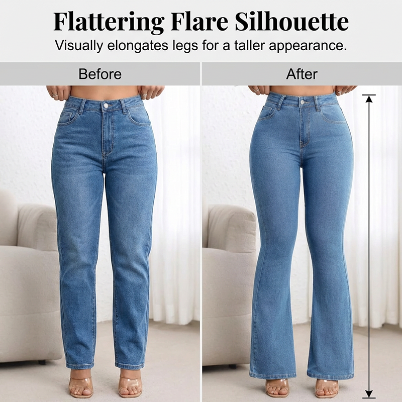 Elastische Schlagjeans für Damen mit hoher Taille