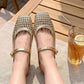 👠 Damen-Mary-Jane-Mules – Geflochten, eckige Zehen & atmungsaktiv – Für Frühling & Sommer