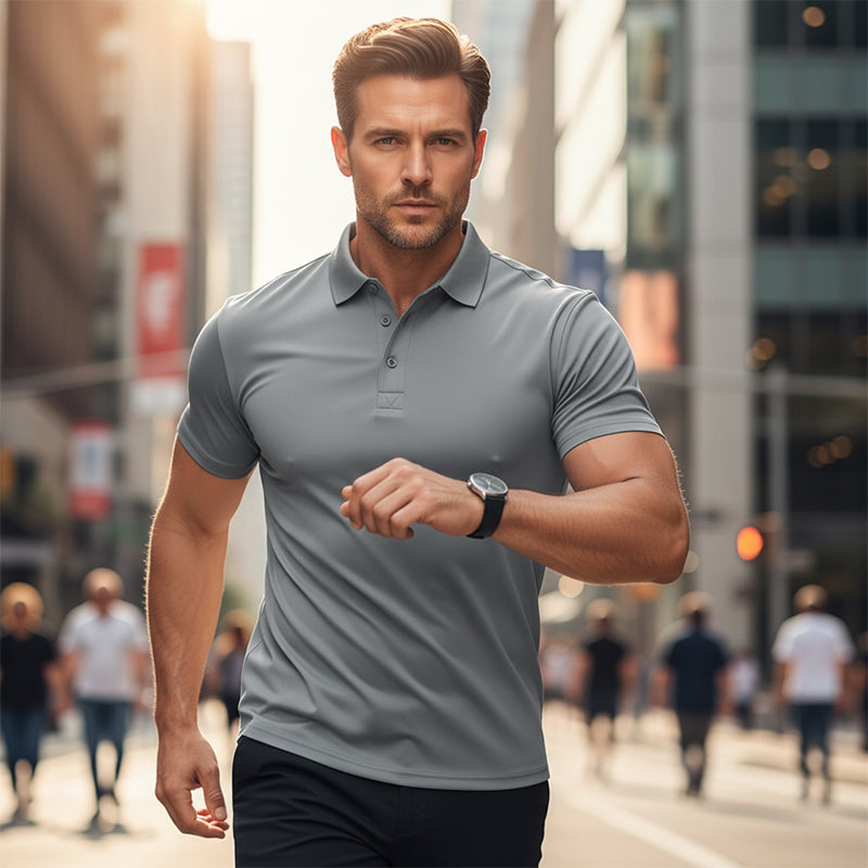 🔥 Nur in begrenzter Stückzahl, zeitlich begrenzt: 57 % Rabatt! 🎉 Schnell trocknendes Kurzarm-T-Shirt mit Reverskragen für Herren 💫