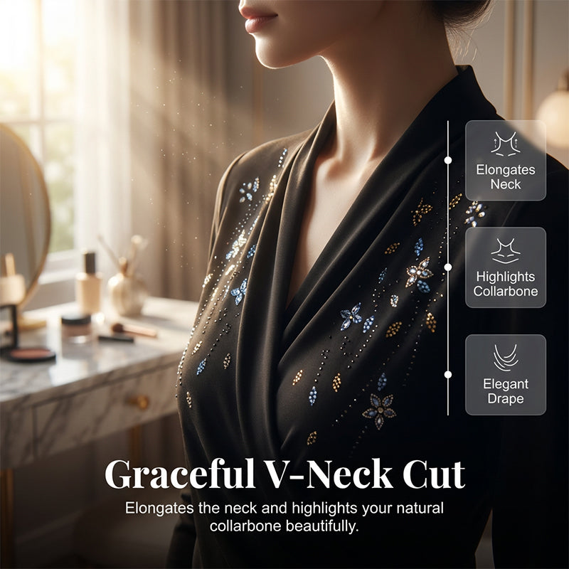 Elegantes, verziertes Wickeloberteil mit V-Ausschnitt für Damen