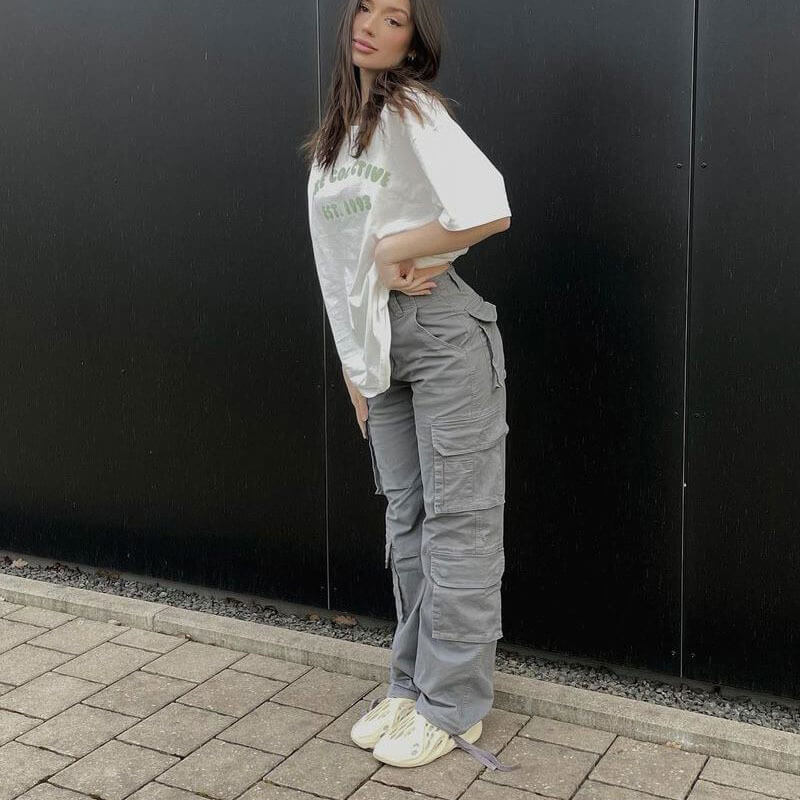 Graue Cargo-Hose für Damen