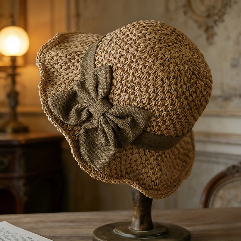 🌷 Frühling/Sommer Neuheit! Eleganter Strohhut mit Stoffschleife | Luftige Webstruktur, weich & verstellbar 👒✨