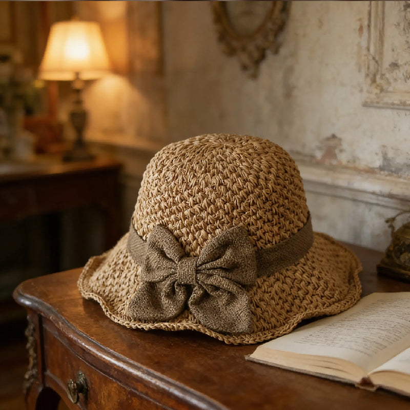 🌷 Frühling/Sommer Neuheit! Eleganter Strohhut mit Stoffschleife | Luftige Webstruktur, weich & verstellbar 👒✨